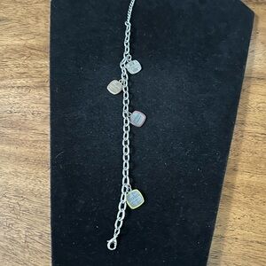 Silver Charm Bracelet with Multicolor Accents